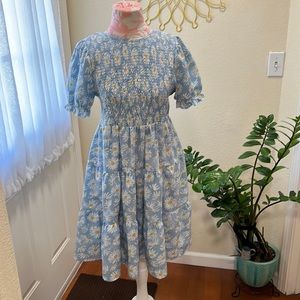 Maternity Allover Floral Print
Flounce Sleeve Shirred Bodice Dress